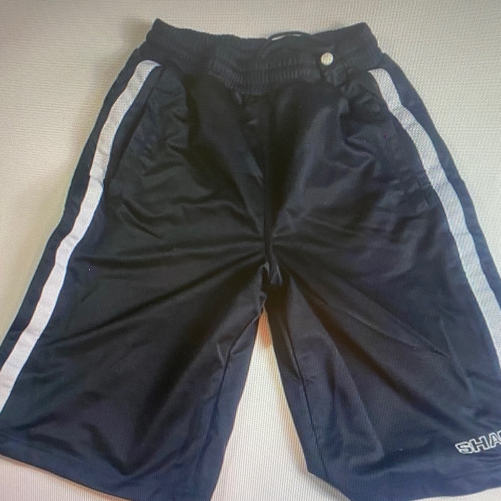 Men's Black Athletic Shorts with White Side Stripe